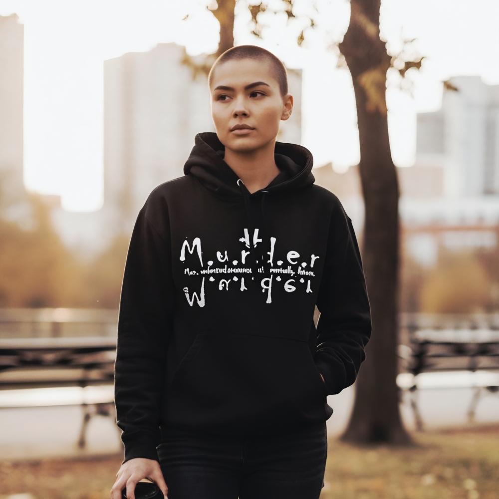 Women's Black Graphic Hoodie Meduim